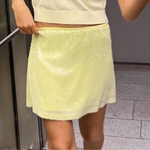Zara Sequin Lime Green Skirt
